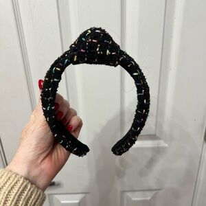 Black and colorful tweed hard headband with top knot
